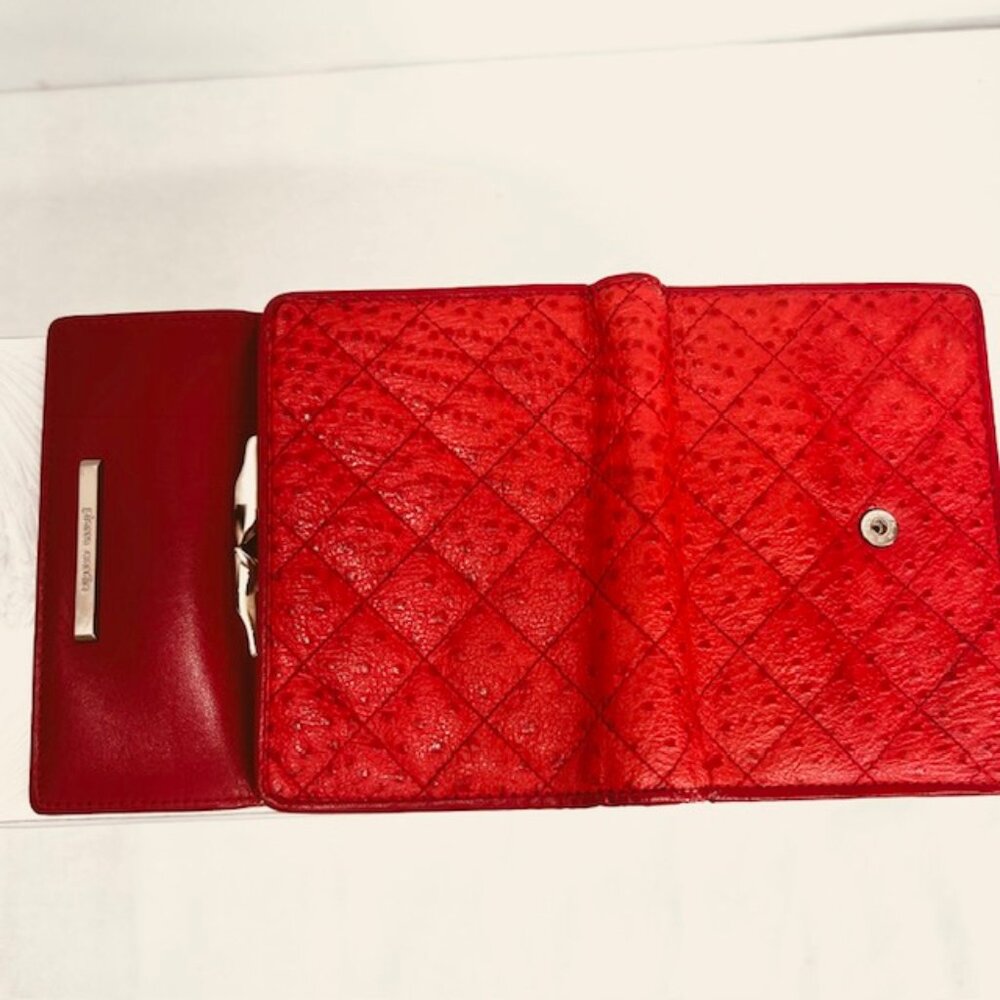 Vgt Pierre Cardin Women's Ostrich Leather Tri-Fold 5"x4" Red card/Coin Wallet(5 - Picture 11 of 13